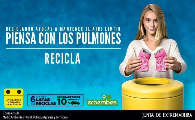 Piensa con los pulmones, campaña de Ecoembes en la que colabora la Junta de Extremadura, para reducir la contaminación del aire