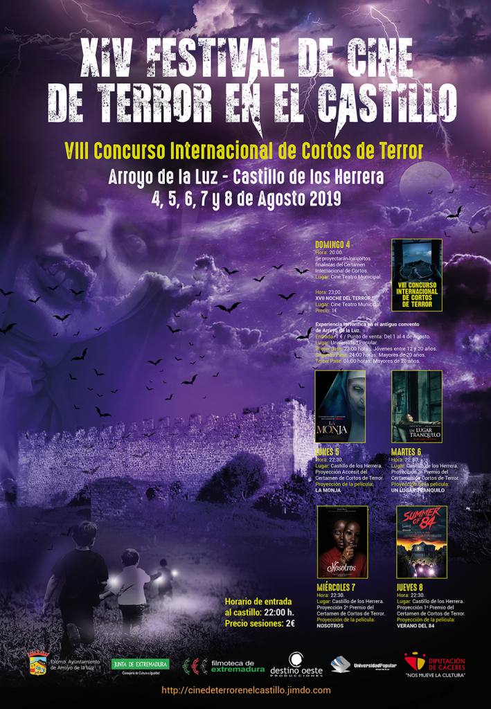 CARTEL FESTIVAL CINE DE TERROR EN EL CASTILLO ARROYO DE LA LUZ 2019