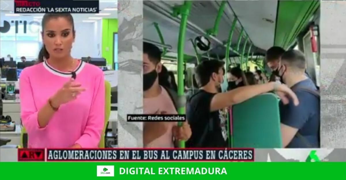 En La Sexta: La línea del bus a la Universidad en Cáceres a tope, en época de pandemia