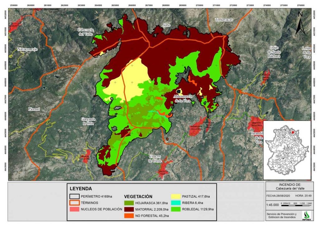 Estabilizado el incendio de La Vera y el Jerte que ha afectado a un total de 4.169 hectáreas INCENDIO CABEZUELA