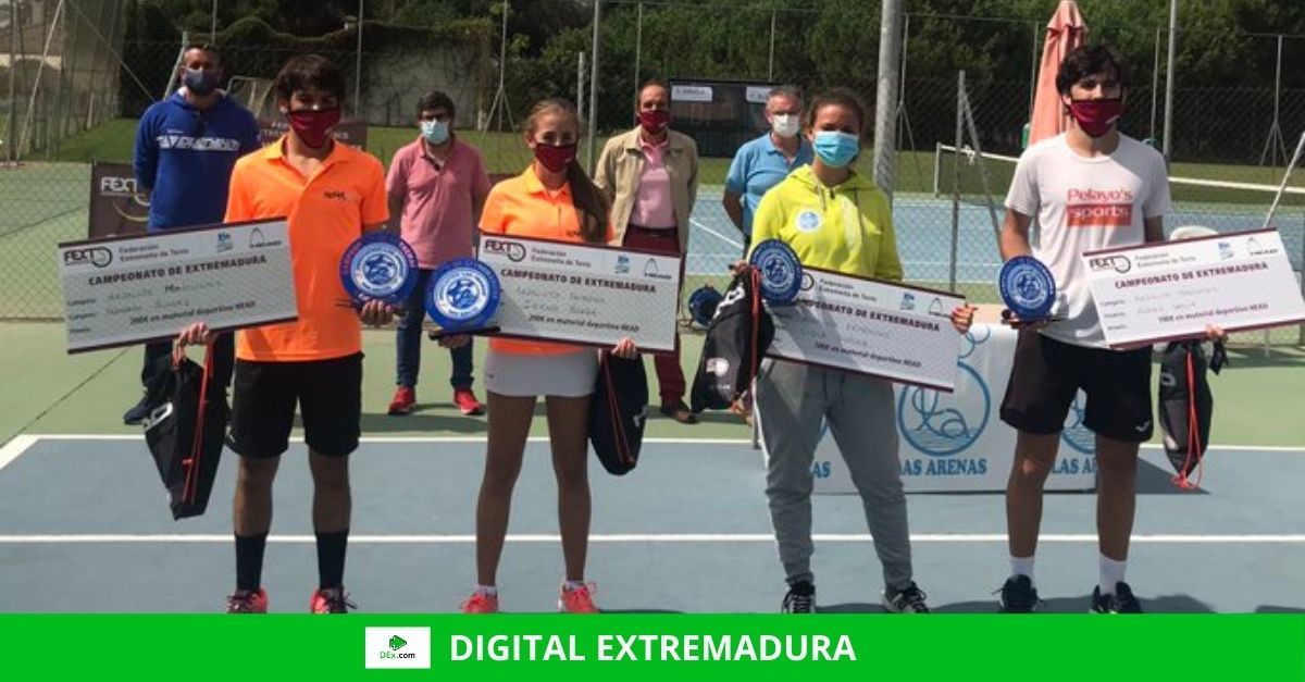 Irene Zarza y Fernando Bulnes, campeones de Extremadura absolutos de tenis