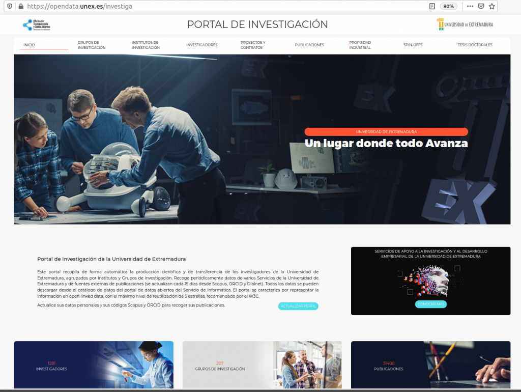 La Universidad de Extremadura tiene nuevo portal de investigación portalinvestigacion inicio