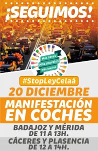 Manifestacion horarios Extremadura 20 diciembre