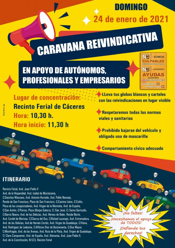 Nueva caravana reivindicativa para defender los intereses de los comerciantes CARTEL Concentracion comercios