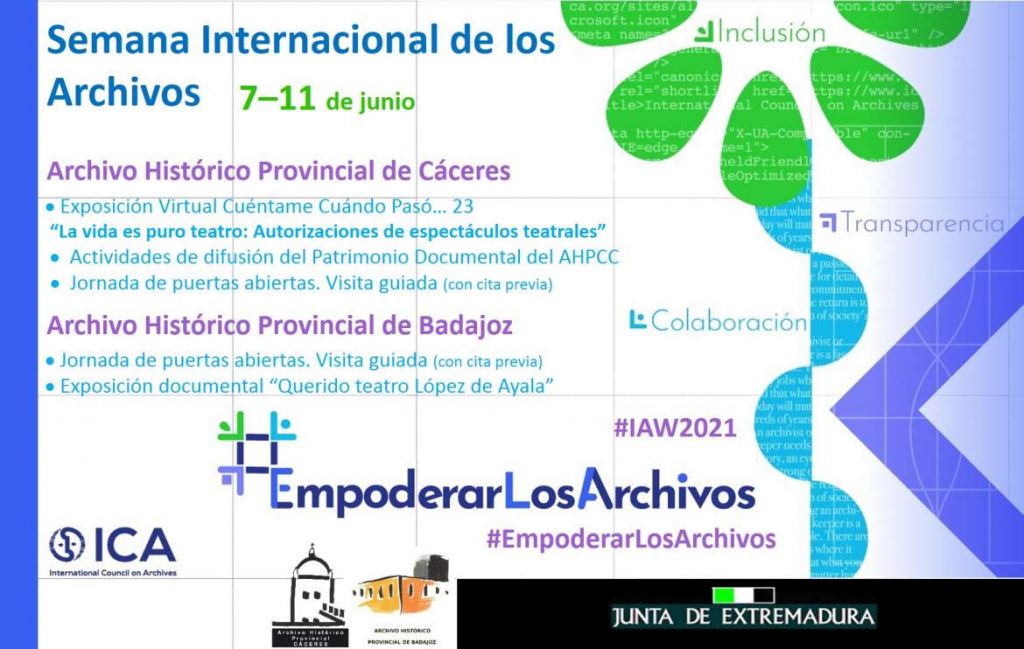 Del 7 al 11 de junio la Semana Internacional de los Archivos con diversas actividades en Extremadura cartel conjunto ica 2021 1