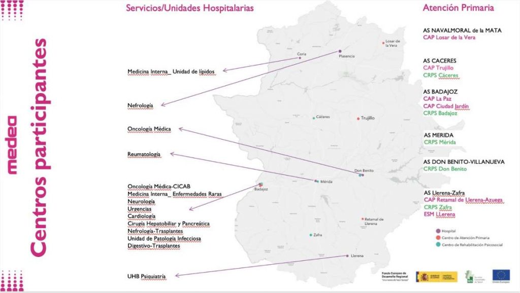 Comienza en Extremadura la fase clínica del programa de innovación sanitaria MedeA mapa medea