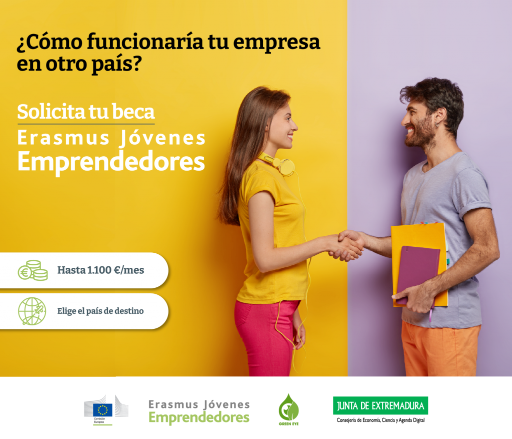 Jóvenes emprendedores extremeños podrán disfrutar de una beca de hasta 1.100 euros mes en sus estancias internacionales en una empresa becas