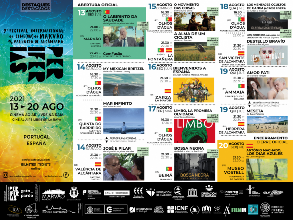 Proyección de 30 películas al aire libre mediante el Festival Periferias en La Raya Periferias2021 cartaz destaques