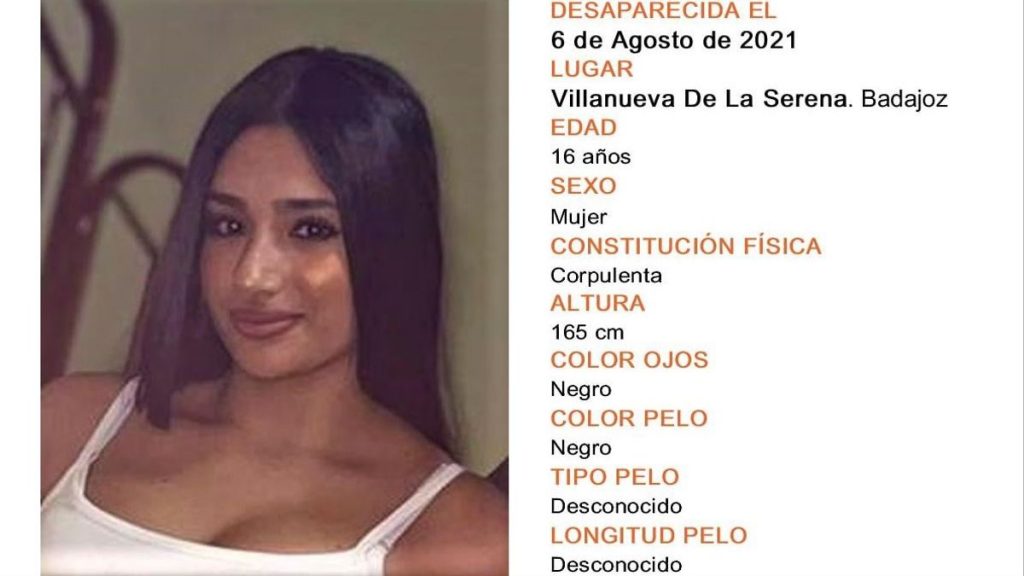 Se busca a una chica de 16 años, desaparecida en Villanueva de la Serena desaparecida