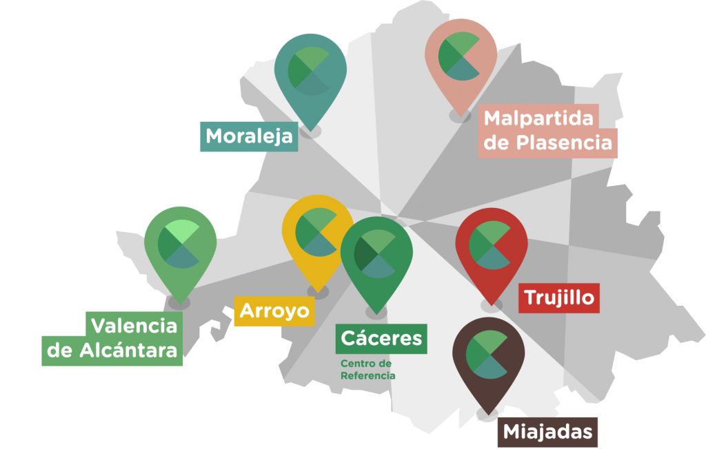 La Diputación de Cáceres presenta su Red Circular FAB en el I Congreso Nacional de Economía Circular y Comunicación Ambiental imagen mapa red