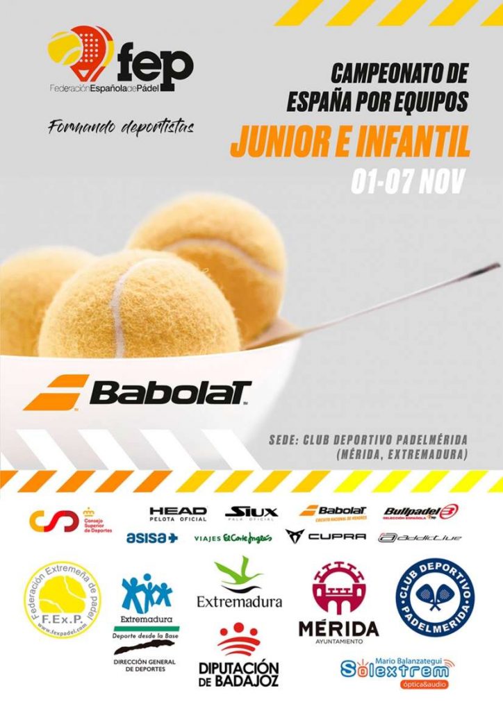 Unos 500 deportistas disputarán en Mérida el Campeonato de España de Pádel por Equipos en categoría Infantil y Junior padel me