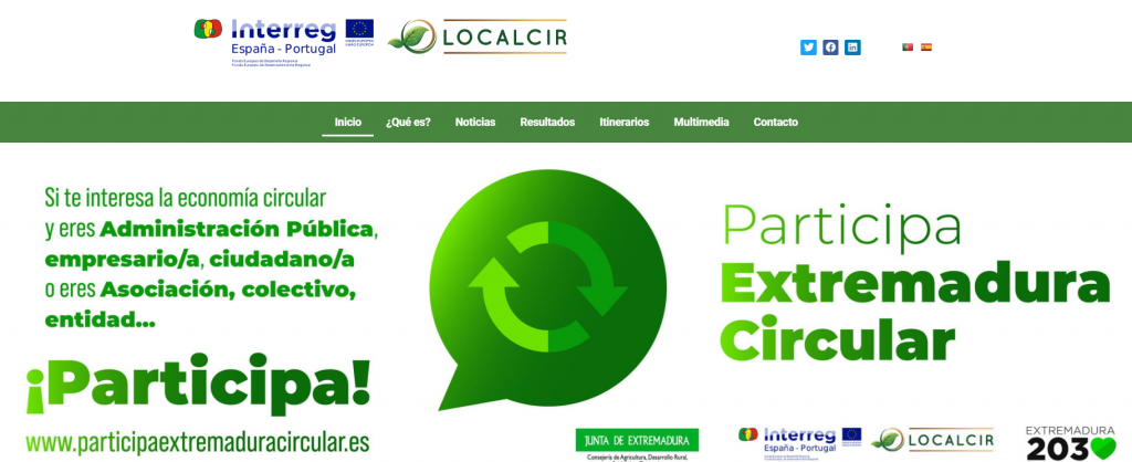 Se activa la web Eurocírculo para medir la circularidad empresarial transfronteriza pantallazo