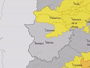 el 112 extremadura activara este sabado la alerta amarilla por lluvias y tormentas en la provincia de caceres