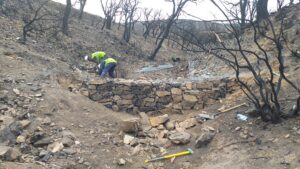 Restauracion forestal Miravete fajinas piedras