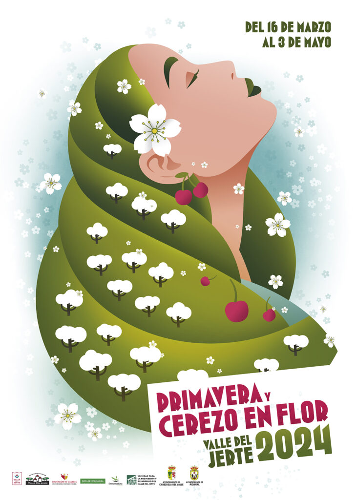 cartel cerezo en flor 2024
