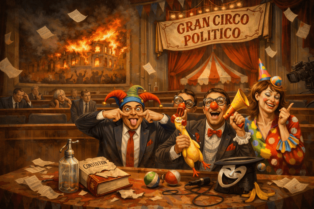 Políticos que juegan a la morisqueta mientras se incendia el patio circo