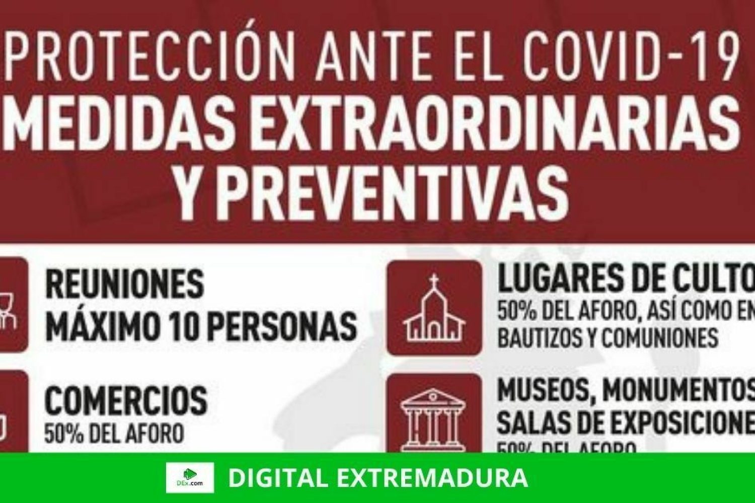 Crisis coronavirus: Medidas extraordinarias y preventivas vigentes a partir del domingo en Cáceres