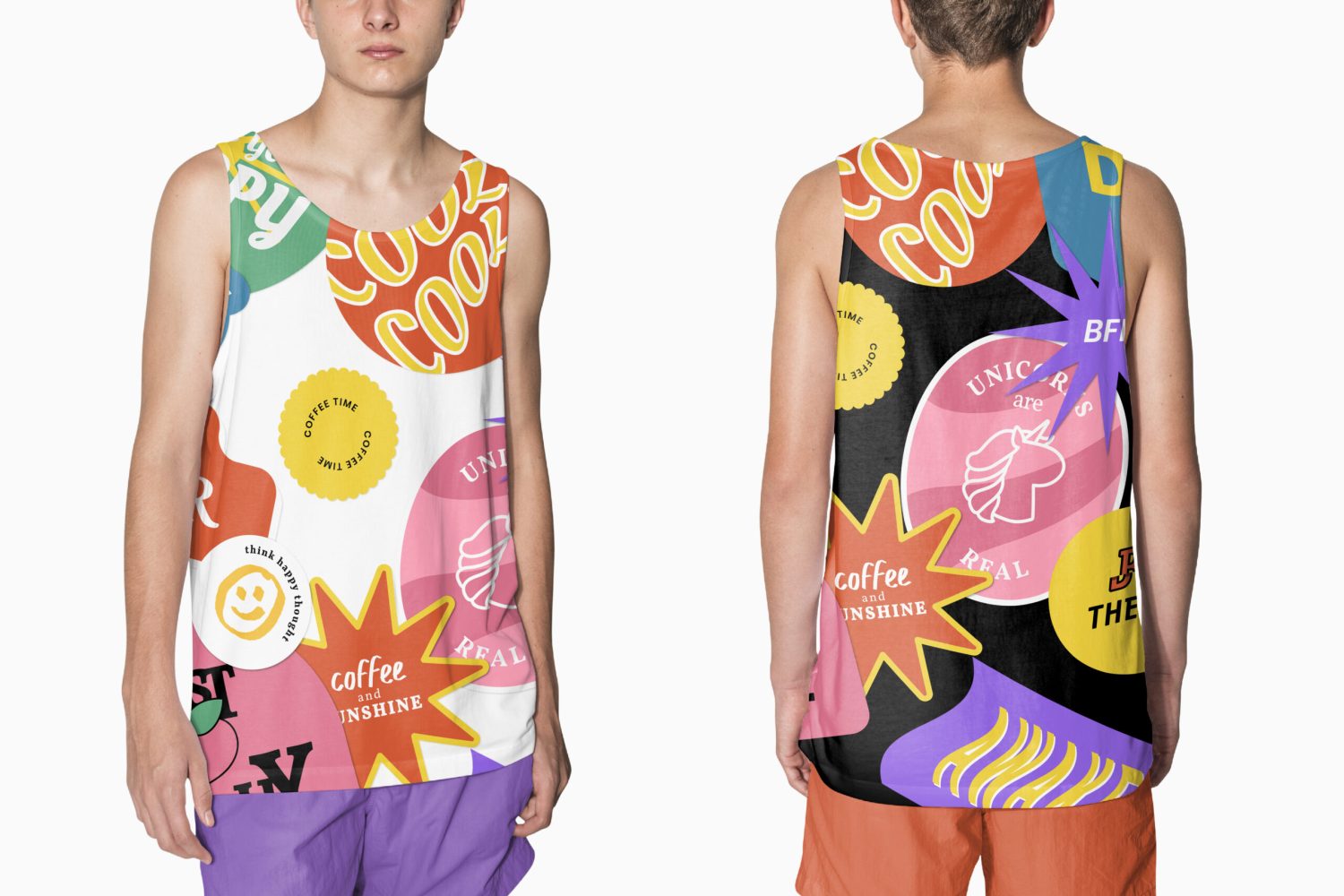 Aesthetic and colorful printed tank tops for teenage apparel stu