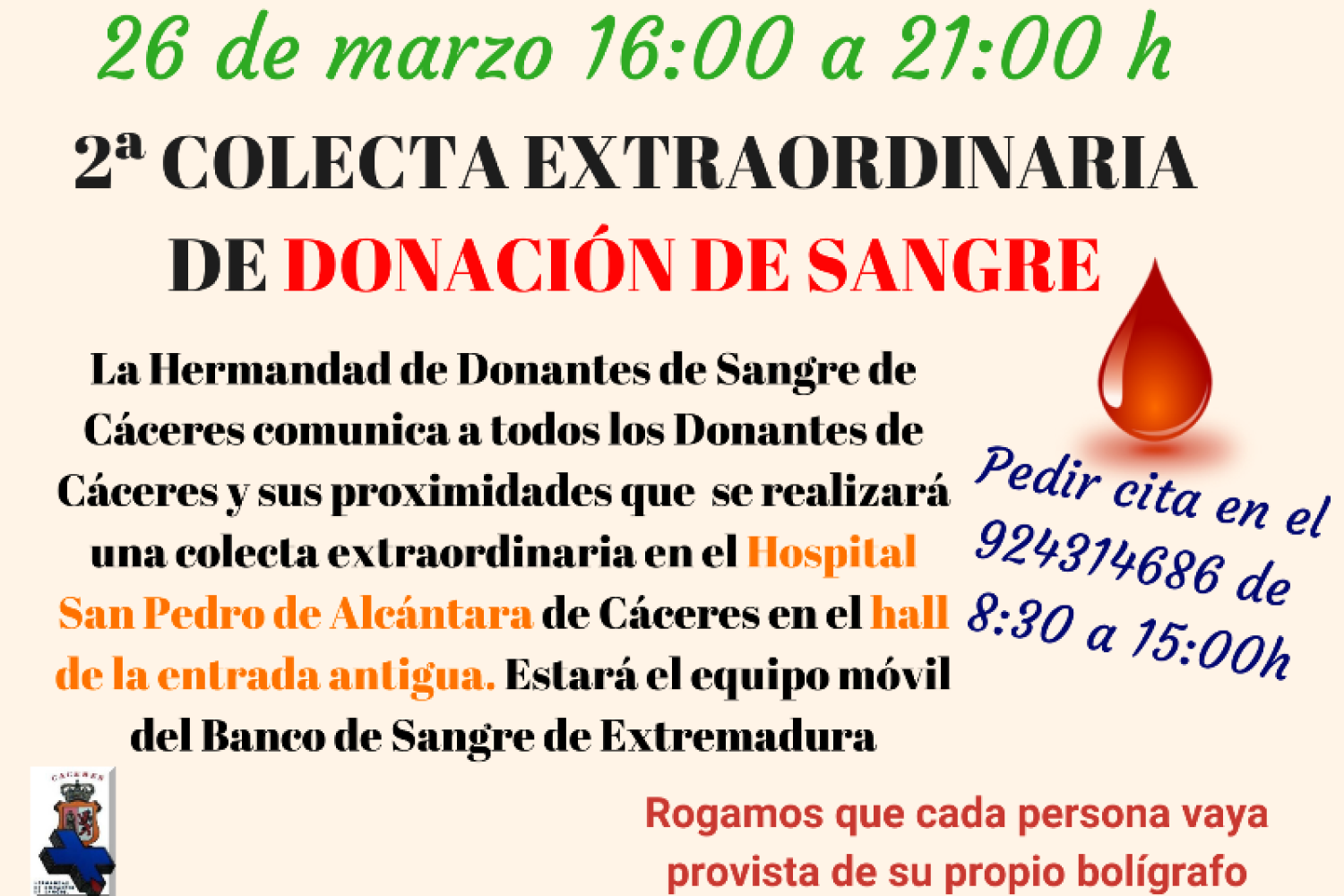 colecta extraordinaria 26 de marzo