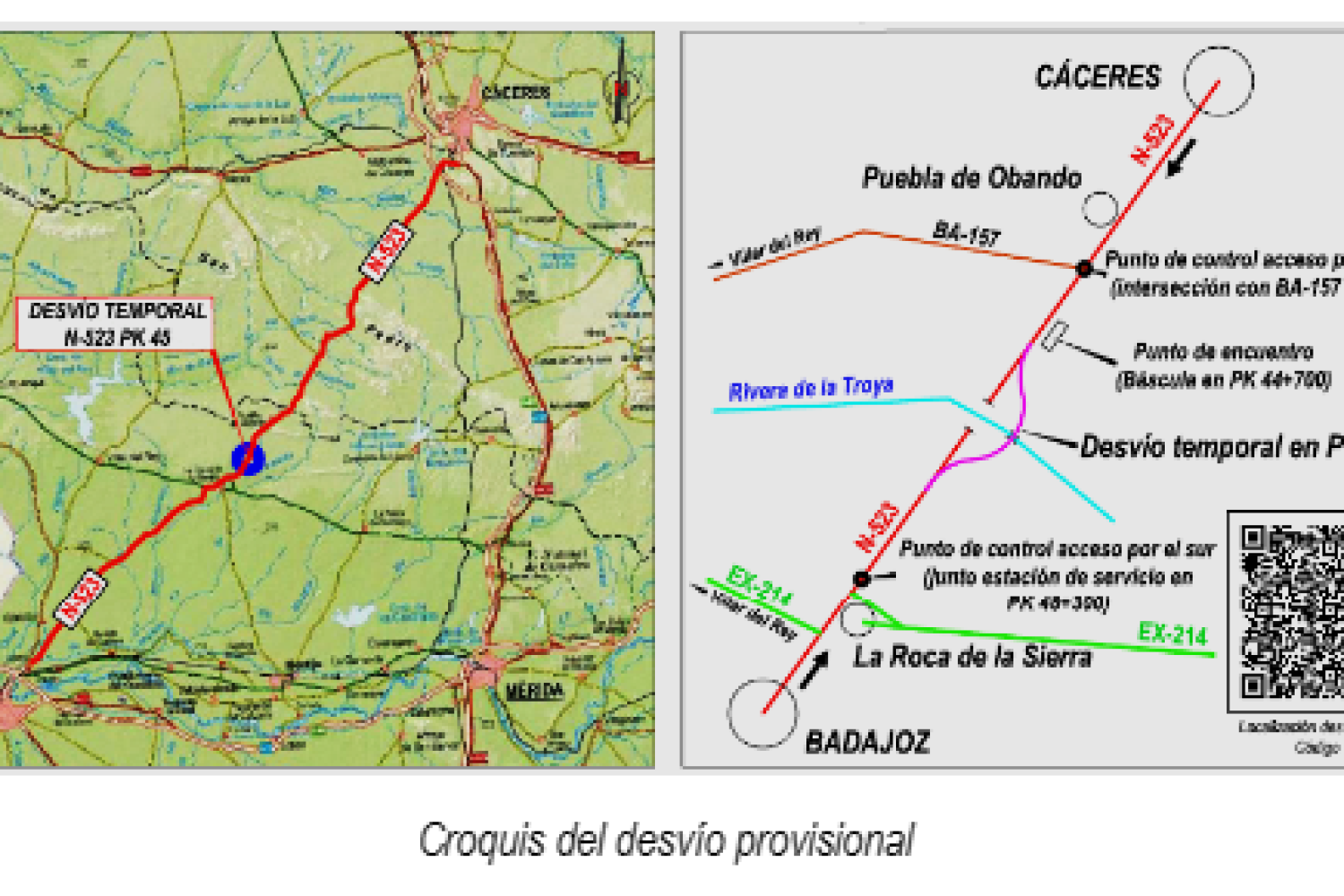 croquis desvio cn 523 caceres a badajoz