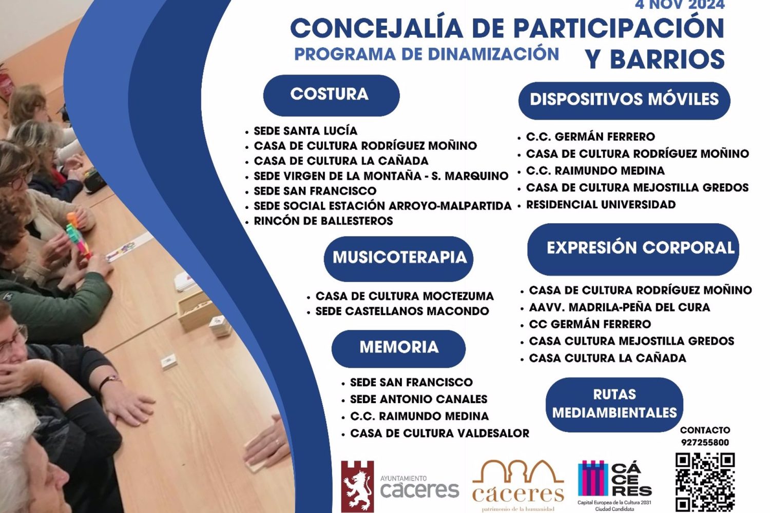 Abierto el plazo para participar en el Programa de Dinamización en Barrios y Pedanías del Ayuntamiento de Cáceres