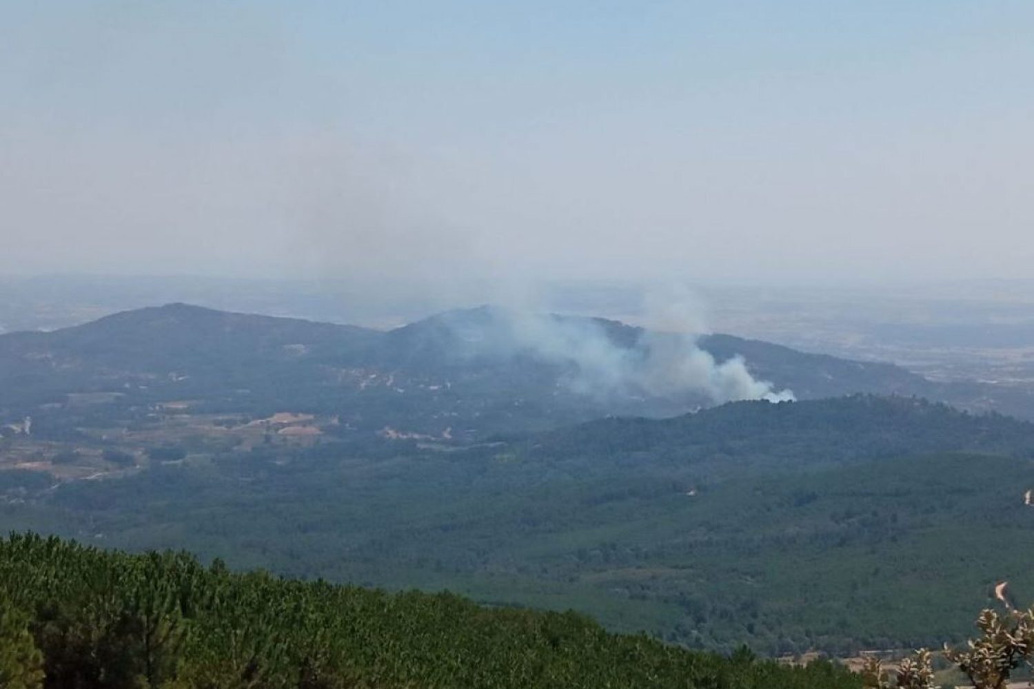 El Infoex declara el nivel 1 de peligrosidad por un incendio entre Torre de Don Miguel y Santibáñez el Alto