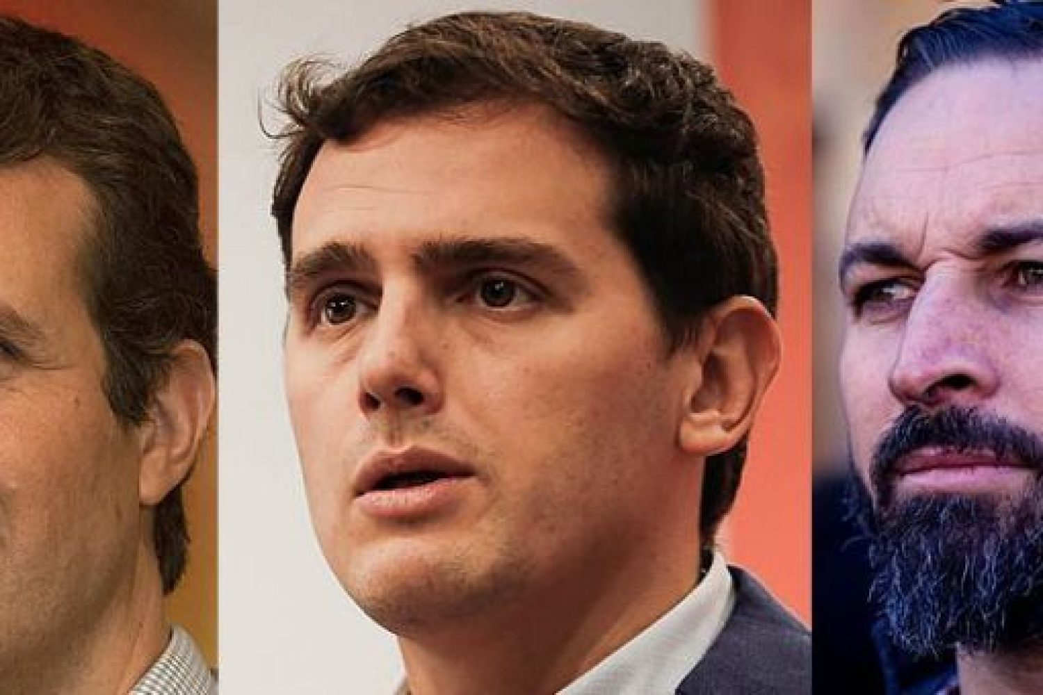 De izqda a dcha, Casado, Rivera y Abascal.