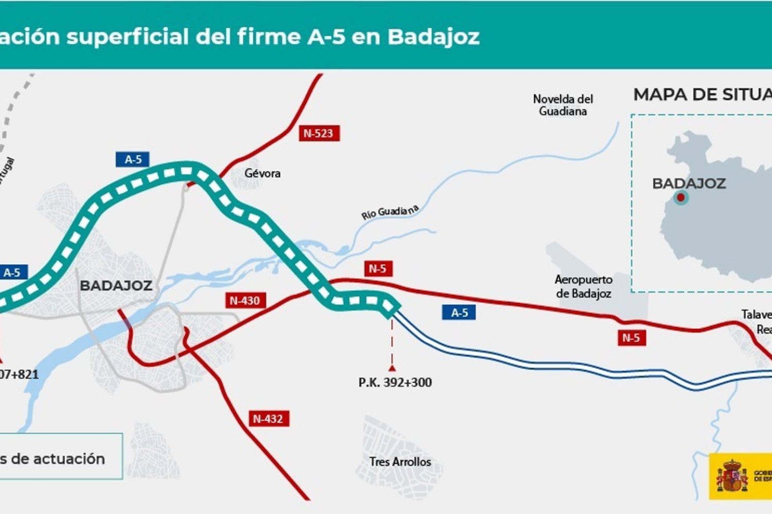 Rehabilitación del firme de la autovía A-5 en el entorno de Badajoz