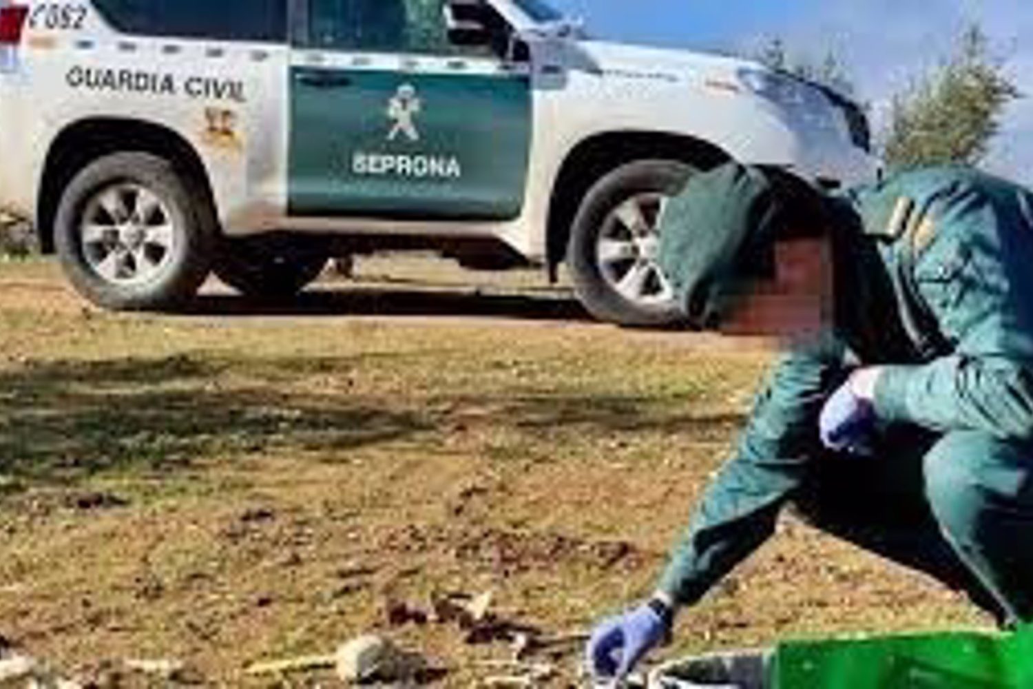 27/03/2022 Un guardia civil junto a los restos encontrados en Ribera del Fresno. Archivo.
POLITICA 
GUARDIA CIVIL
