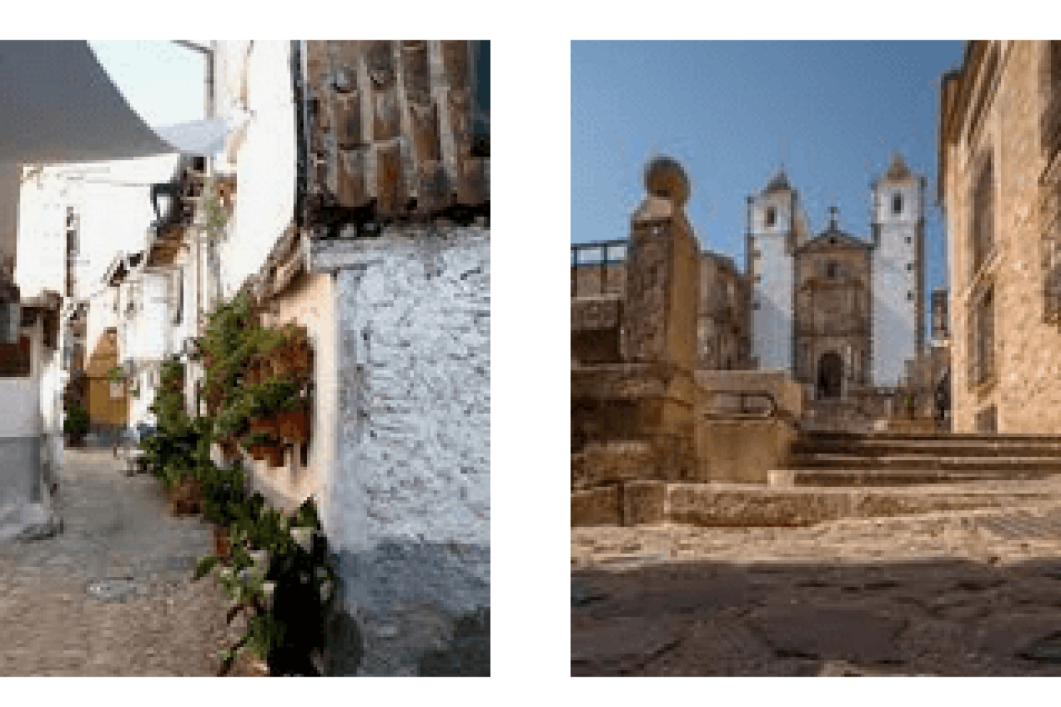 De izda a dcha, imágeens de Hervás y Cáceres.