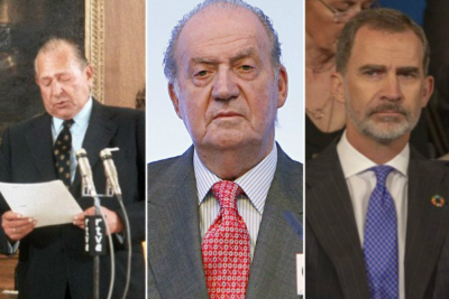 D. Juan de Borbón y los reyes Juan Carlos I y Felipe VI