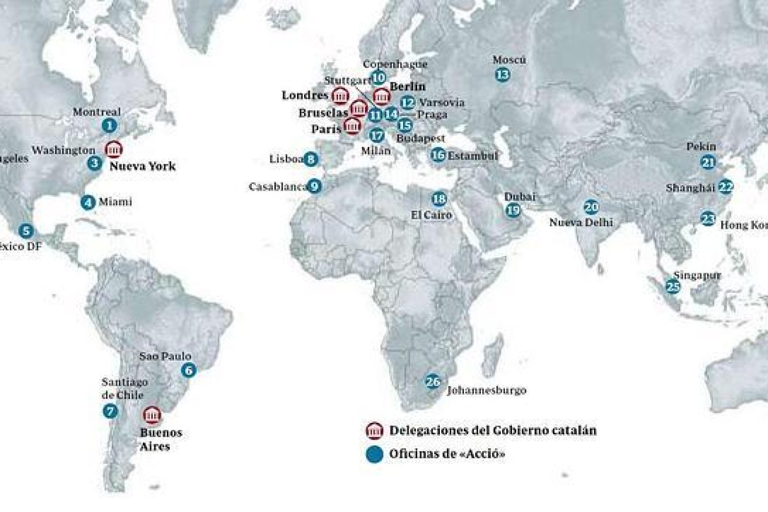 Mapa de Cataluña en el mundo.