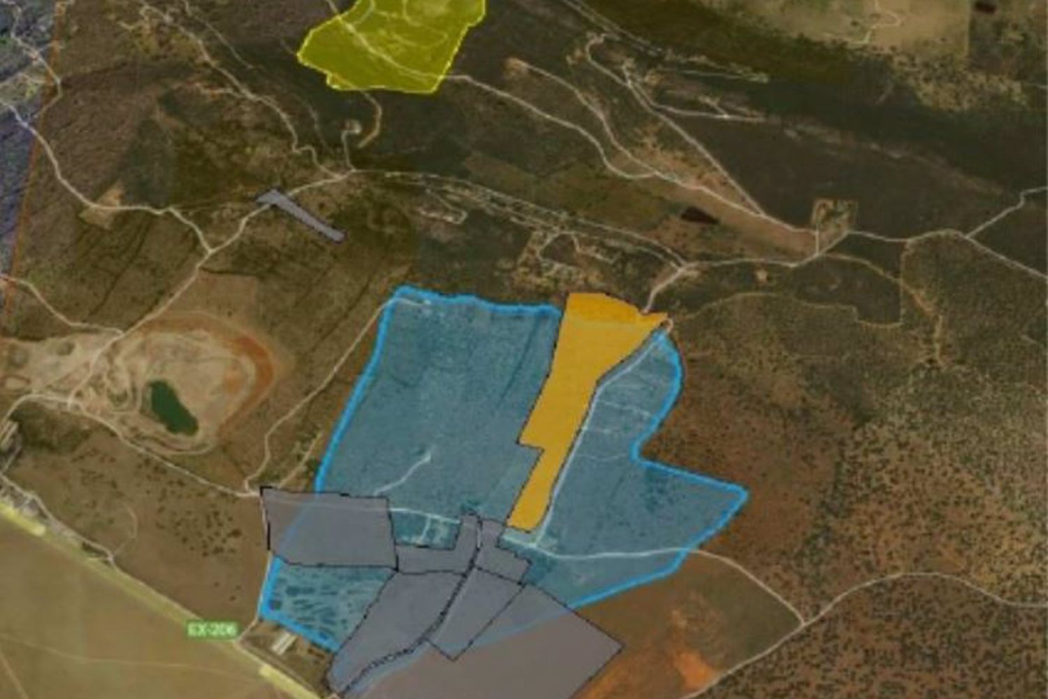 Zona donde ENE ha arrendado los terrenos para su proyecto de mina en Cáceres